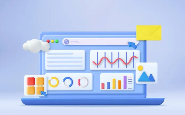 Graphique Rapport Financier Optimisation Seo Web Analytics Concept Seo Marketing — Image vectorielle