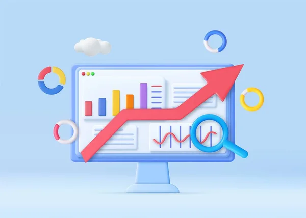 Financieel Rapport Grafiek Seo Optimalisatie Web Analytics Seo Marketing Concept — Stockvector