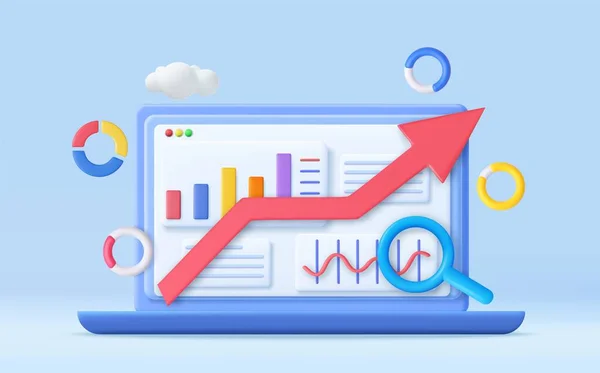 Graf Finančních Výkazů Seo Optimalizace Webová Analytika Koncept Seo Marketingu — Stockový vektor