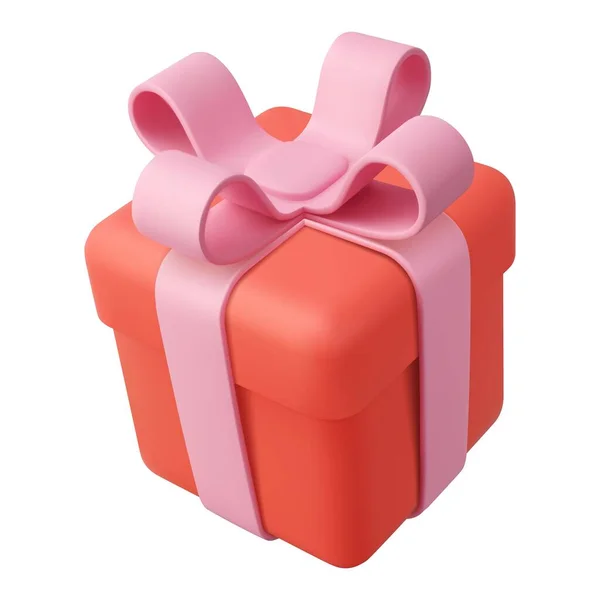 三维渲染礼品盒与白色背景隔离 节日装饰礼物 节日礼物惊喜 生日或婚礼横幅的真实感图标 矢量说明 — 图库矢量图片