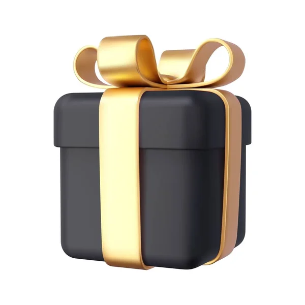 三维渲染礼物盒与金丝带隔离的白色背景 节日装饰礼物 节日礼物惊喜 生日或婚礼横幅的真实感图标 矢量说明 — 图库矢量图片