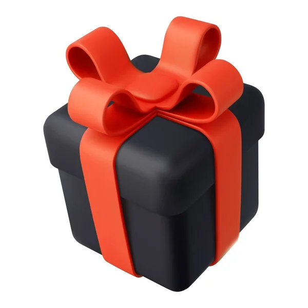 三维渲染礼品盒与红色缎带隔离的白色背景 节日装饰礼物 节日礼物惊喜 生日或婚礼横幅的真实感图标 矢量说明 — 图库矢量图片