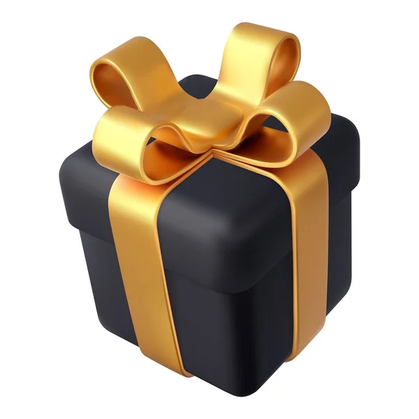 Καθιστούν Δώρα Κουτί Χρυσές Κορδέλες Που Απομονώνονται Λευκό Φόντο Χριστουγεννιάτικα — Διανυσματικό Αρχείο