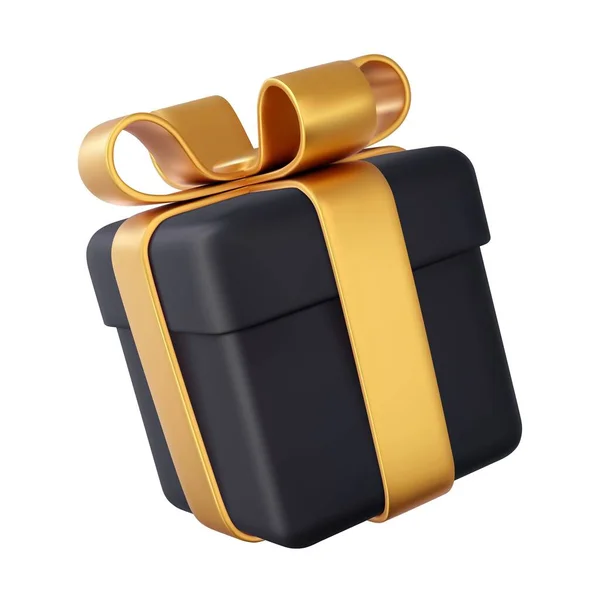 Візуалізація Подарункової Коробки Золотими Стрічками Ізольовані Білому Тлі Святкові Прикраси — стоковий вектор