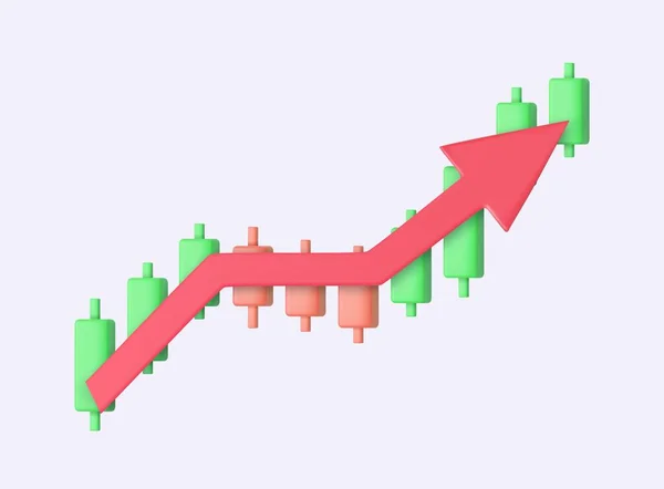 Growth Stock Diagramm Finanzgrafik Leuchter Mit Pfeil Nach Oben Trading — Stockvektor