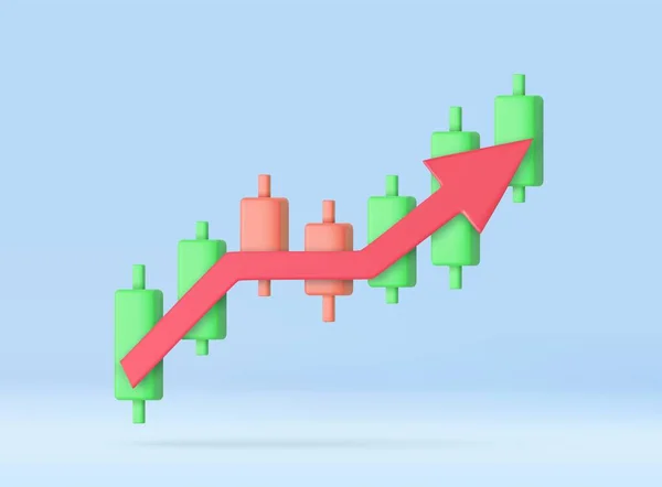 Diagrama Stock Crecimiento Gráfico Financiero Candelabro Con Flecha Hasta Comercio — Archivo Imágenes Vectoriales