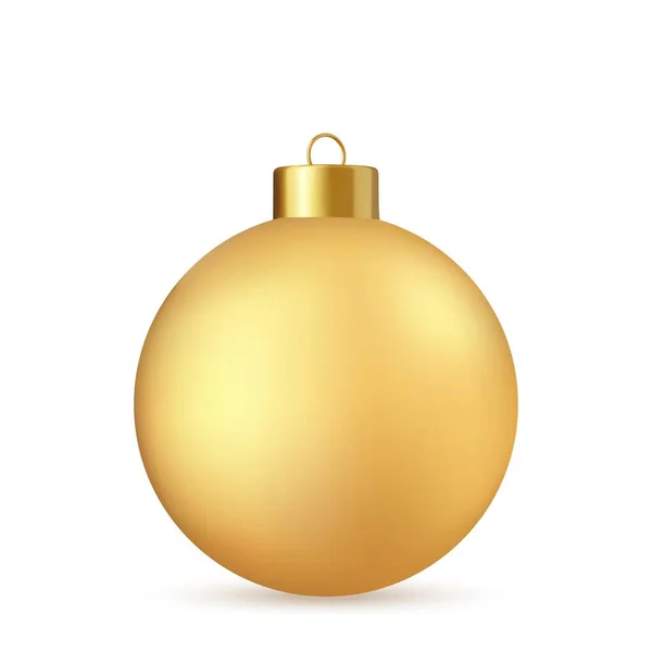 Bola Natal Ouro Isolado Fundo Branco Decoração Brinquedo Ano Novo —  Vetores de Stock