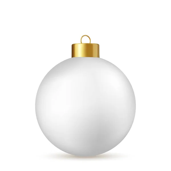 Bianco Palla Natale Isolato Sfondo Bianco Decorazione Giocattolo Anno Nuovo — Vettoriale Stock