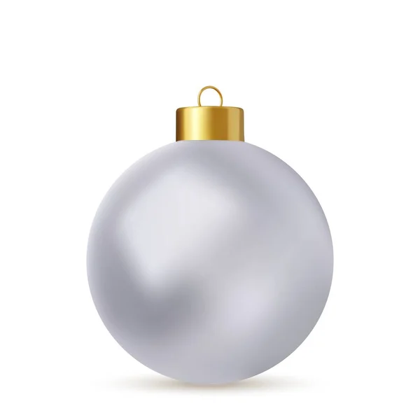 白色圣诞球 白色背景 是的新年玩具装饰 假日装饰元素 3D渲染 矢量说明 — 图库矢量图片