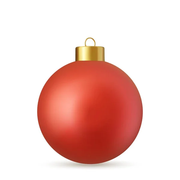 Palla Natale Rosso Isolato Sfondo Bianco Decorazione Giocattolo Anno Nuovo — Vettoriale Stock