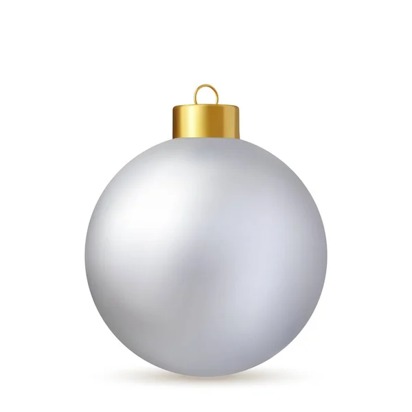 Bola Natal Branco Isolado Fundo Branco Decoração Brinquedo Ano Novo —  Vetores de Stock