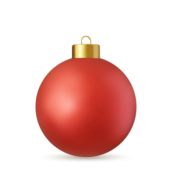 Rote Weihnachtskugel Isoliert Auf Weißem Hintergrund Neujahr Spielzeugdekoration Feriendekoration Darstellung — Stockvektor