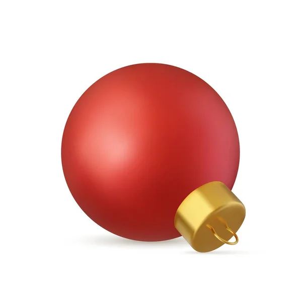 Rode Kerstbal Geïsoleerd Witte Achtergrond Nieuwjaar Speelgoeddecoratie Vakantie Decoratie Element — Stockvector