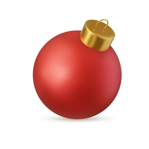 3D红色圣诞球白色背景隔离 是的新年玩具装饰 假日装饰元素 3D渲染 矢量说明 — 图库矢量图片