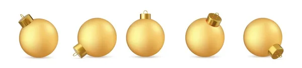세트의 성탄절 금메달은 배경에 분리되어 장난감 장식의 렌더링 일러스트 — 스톡 벡터