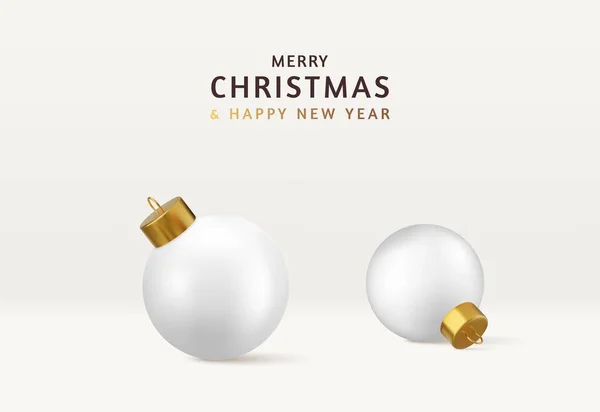 White Matte Christmas Ball Mock Auf Weißem Hintergrund Christbaumschmuck Weihnachtskonzept — Stockvektor