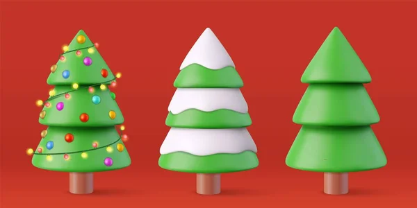 圣诞节光彩夺目的树 圣诞快乐 新年快乐 假日快乐 3D渲染 矢量说明 — 图库矢量图片