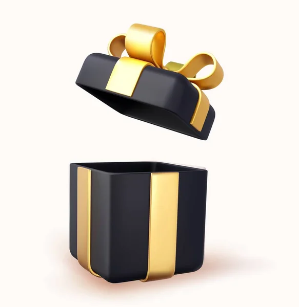 3D将打开的礼品盒与白色背景隔离 节日装饰礼物 节日礼物惊喜 生日或婚礼横幅的真实感图标 矢量说明 — 图库矢量图片