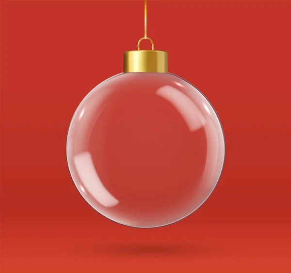 Lesklé Vánoční Skleněná Koule Ikona Mock Set Closeup Design Šablony — Stockový vektor