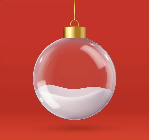 Decoraciones Navidad Bolas Vidrio Bolas Transparentes Dentro Nieve Decoración Celebración — Vector de stock