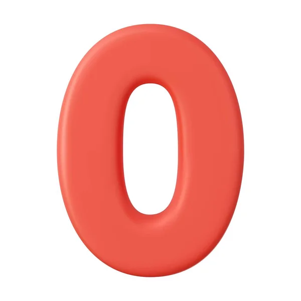 Αριθμός Σύμβολο Μηδέν Κόκκινο Χρώμα Απομονωμένο Λευκό Φόντο Απόδοση Εικονογράφηση — Διανυσματικό Αρχείο