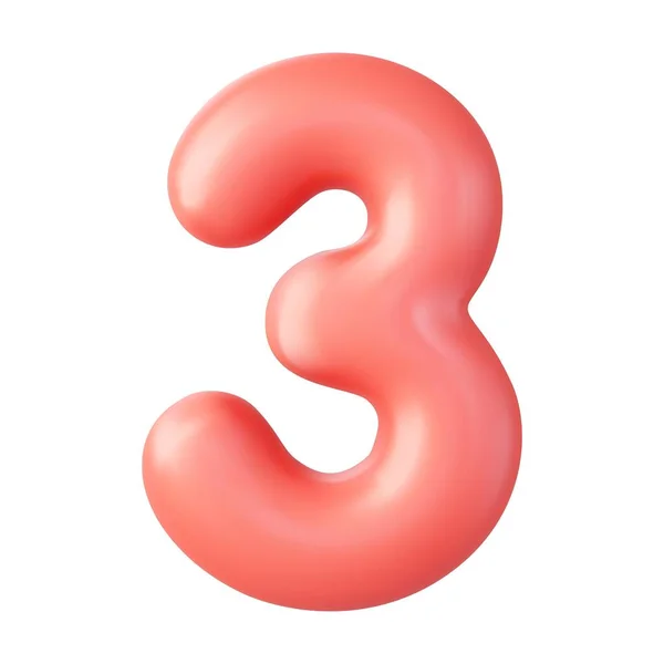 3番目の番号3番目の番号サイン赤い色白い背景に隔離されています 3Dレンダリング ベクターイラスト — ストックベクタ