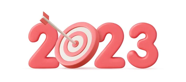 2023 Yeni Yıl Hedefi 2023 Sembolü Olan Hedefler Yeni Yıl — Stok Vektör