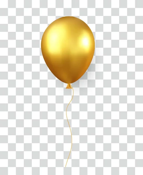Lesklý Zlatý Balón Průhledném Pozadí Slavnostní Helium Balónky Šablony Výročí — Stockový vektor