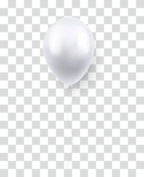 Lesklý Bílý Balón Průhledném Pozadí Slavnostní Helium Balónky Šablony Výročí — Stockový vektor