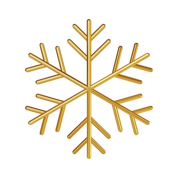 Золотая Икона Снежинки Белом Фоне Элемент Дизайна Рождественской Открытки Рендеринг — стоковый вектор