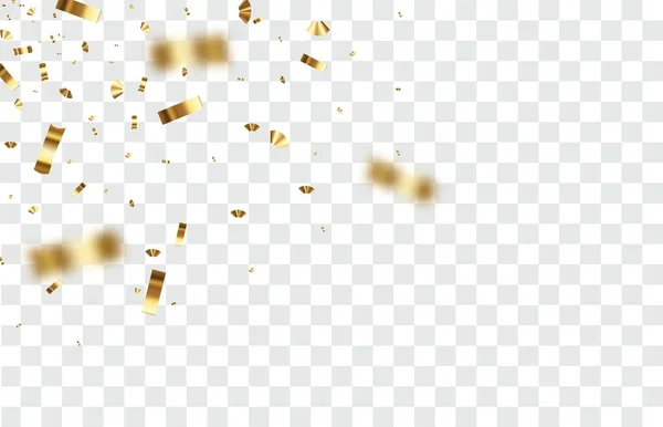 Caindo Confete Dourado Brilhante Isolado Fundo Transparente Enfeite Festivo Brilhante — Vetor de Stock