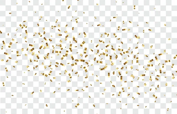 Confettis Dorés Brillants Tombants Isolés Sur Fond Transparent Clochette Festive — Image vectorielle