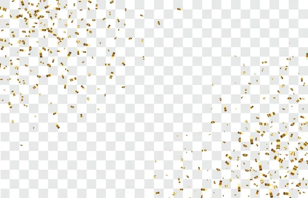 Vallende Glanzende Gouden Confetti Geïsoleerd Transparante Achtergrond Heldere Feestelijke Tinsel — Stockvector