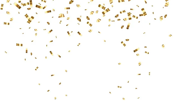 Confettis Dorés Brillants Tombants Isolés Sur Fond Blanc Clochette Festive — Image vectorielle
