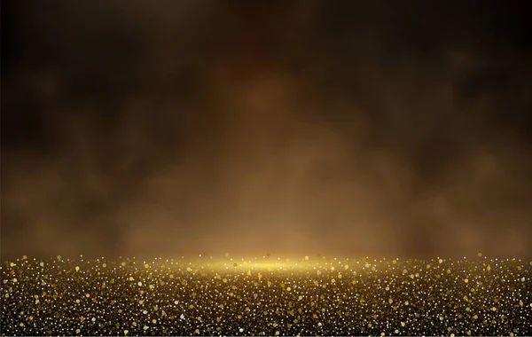 Abstrakter Hintergrund Ein Goldener Schein Mit Magischem Staub Goldhintergrundbeleuchtung Goldglitzerstaub — Stockvektor