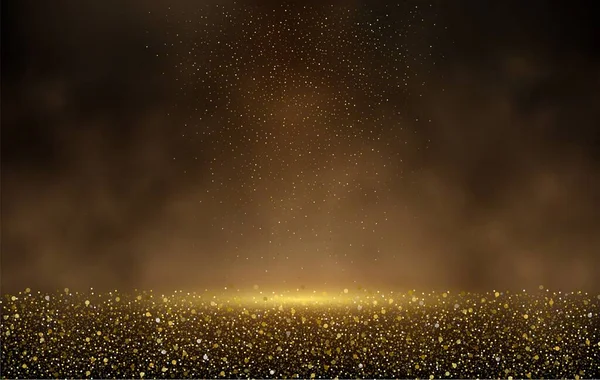Abstract Background Golden Glow Magical Dust Gold Backlight Golden Glitter — Stock Vector