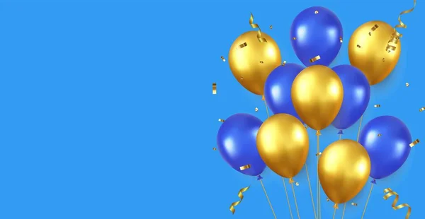 Verjaardag Achtergrond Met Realistische Ballonnen Confetti Decoratie Element Voor Geboortedag — Stockvector