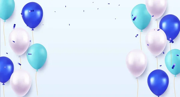 Fête Célébration Bannière Avec Des Ballons Couleur Fond Confettis Grande — Image vectorielle