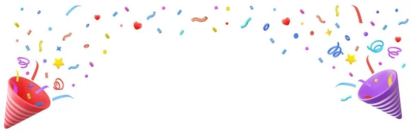 Renderização Festa Popper Confete Com Espaço Cópia Surpresa Aniversário Firecracker — Vetor de Stock
