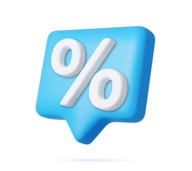 3d Symbol percentage icon message speech bubble. sale discount price digital marketing online notification. 3d rendering. Vector illustration clipart