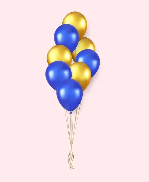 Realistische Bunte Happy Birthday Ballons Fliegen Für Party Und Feiern — Stockvektor