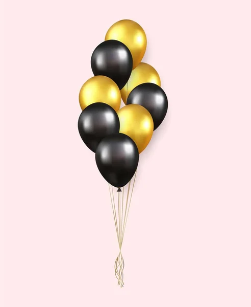 Realistyczne Kolorowe Happy Birthday Balony Latające Imprezę Uroczystości Ilustracja Karty — Wektor stockowy
