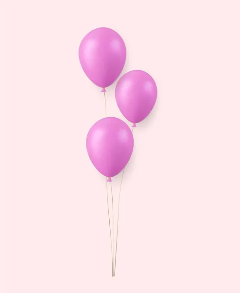 stock vector 3d Realistic pink Happy Birthday Balloons Flying for Party and Celebrations. illustration for card, party, flyer, poster, decor, banner, web, advertising. 3d rendering. Vector illustration