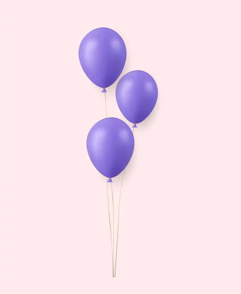 Realista Azul Feliz Cumpleaños Globos Volando Para Fiesta Celebraciones Illust — Vector de stock