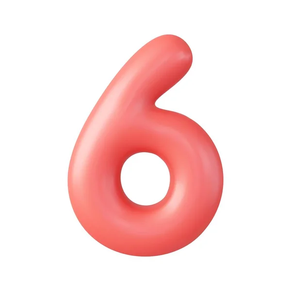 Nombre Six Numéro Signe Couleur Rouge Isolé Sur Fond Blanc — Image vectorielle