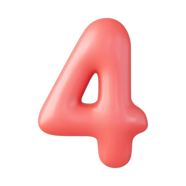 Číslo4 Čtyři Čísla Znamenají Červenou Barvu Izolované Bílém Pozadí Vykreslování — Stockový vektor