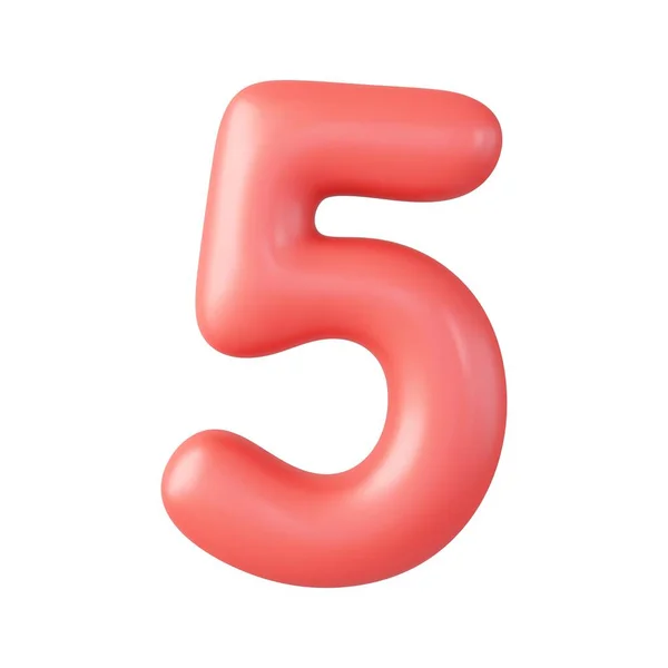 Numéro Cinq Nombre Signe Couleur Rouge Isolé Sur Fond Blanc — Image vectorielle