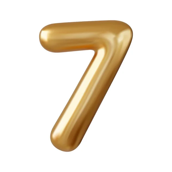Número Signo Siete Números Color Oro Aislado Sobre Fondo Blanco — Vector de stock