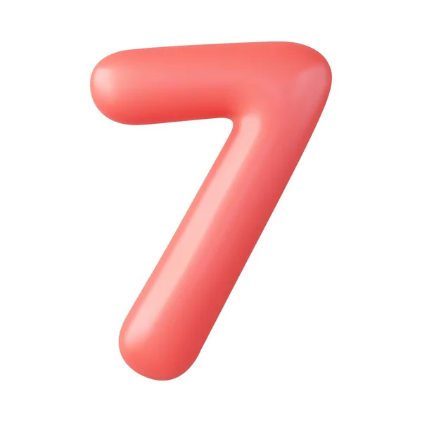 Número Signo Siete Números Color Rojo Aislado Sobre Fondo Blanco — Vector de stock