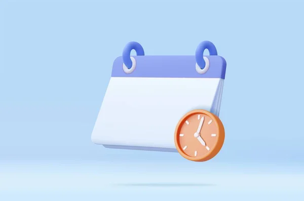 Ícone Calendário Para Dia Lembrete Fundo Azul Calendário Com Relógio — Vetor de Stock